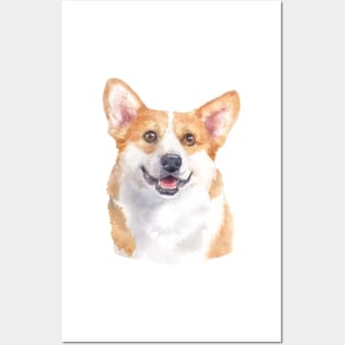 Adorable Pembroke Welsh Corgi Watercolor Art Posters and Art